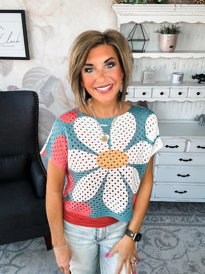 Garden Vibes Crochet Sweater