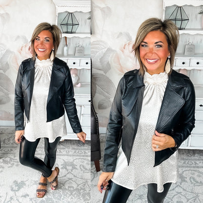 Free to Go Vegan Leather Biker Jacket