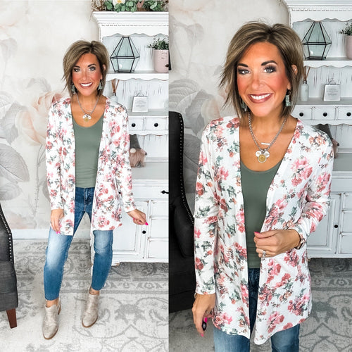 Anytime You Want Floral Cardigan - Ivory