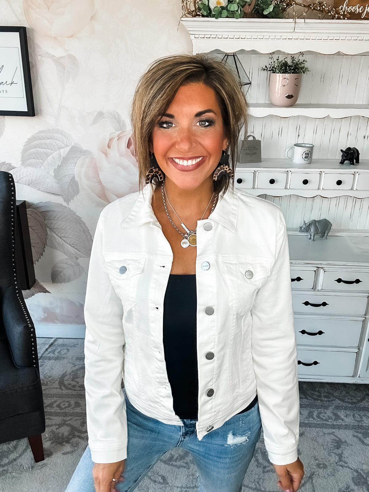 Friends Forever Vintage Wash Jean Jacket - White