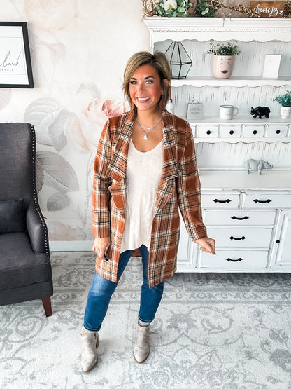 In The Air Plaid Jacket - Rust