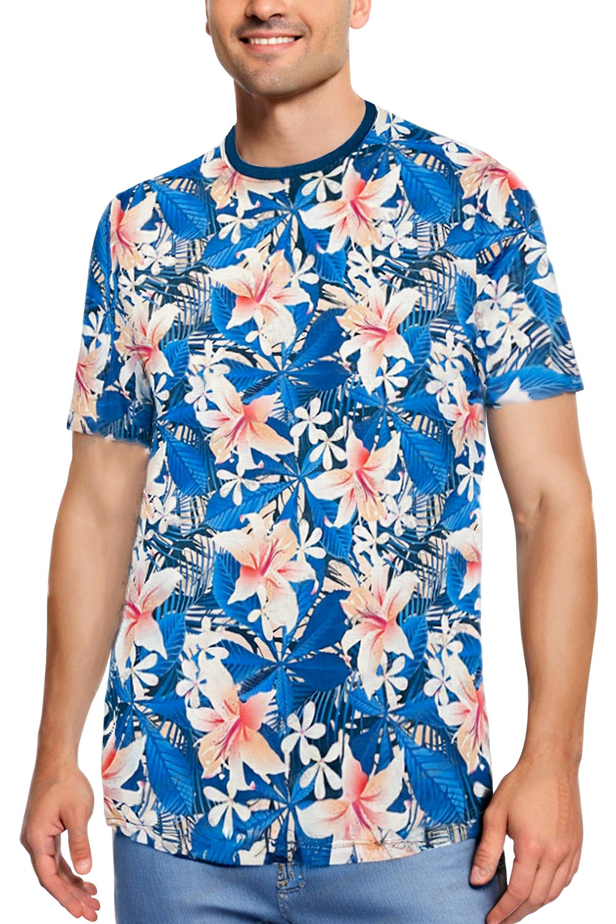 Men's Allover Hawaiian Floral Print Graphic T-Shirt