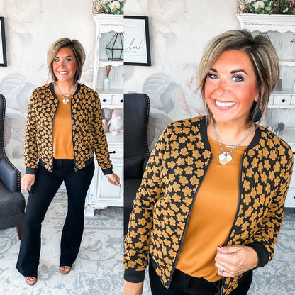 Ampersand Avenue Flower Bomb-er Jacket - Mustard