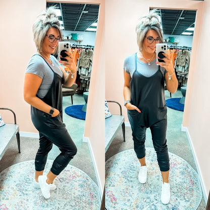 Anything Goes Vegan Leather Jumpsuit