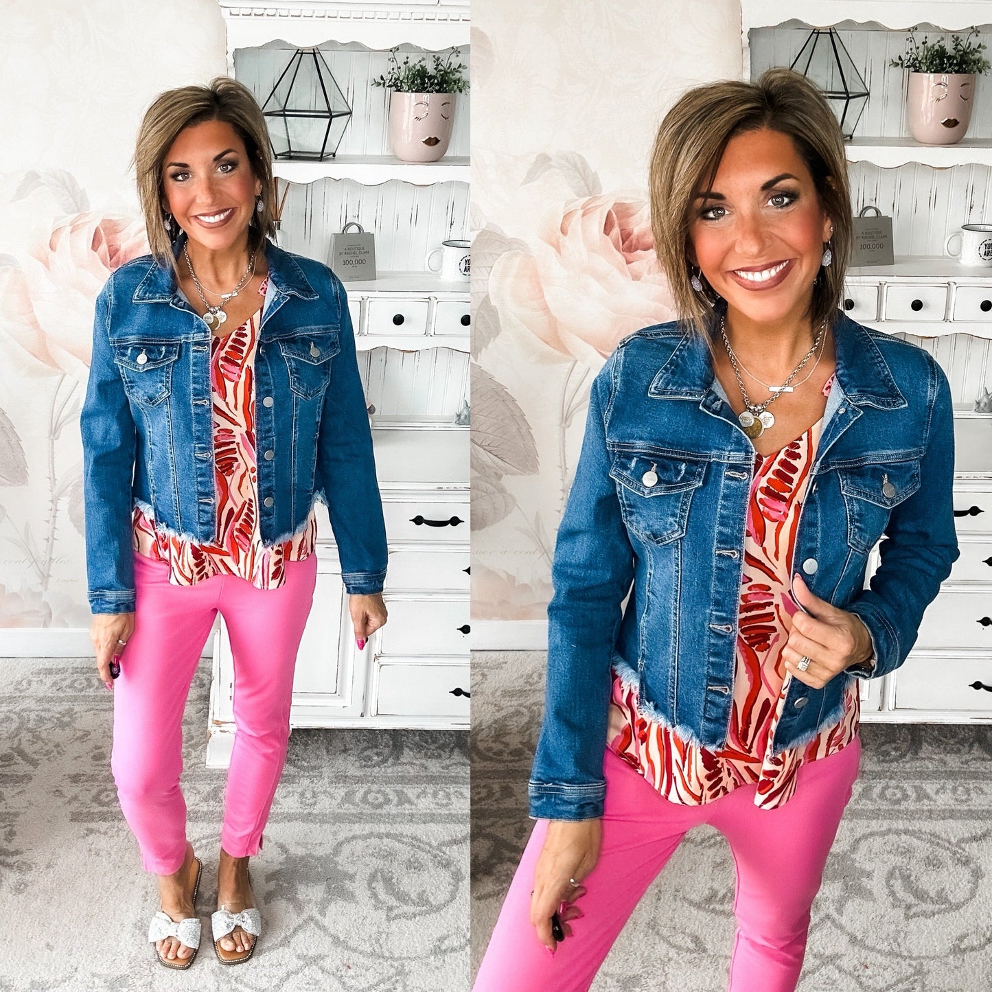 Back It Up Fray Hem Jean Jacket - Medium Wash