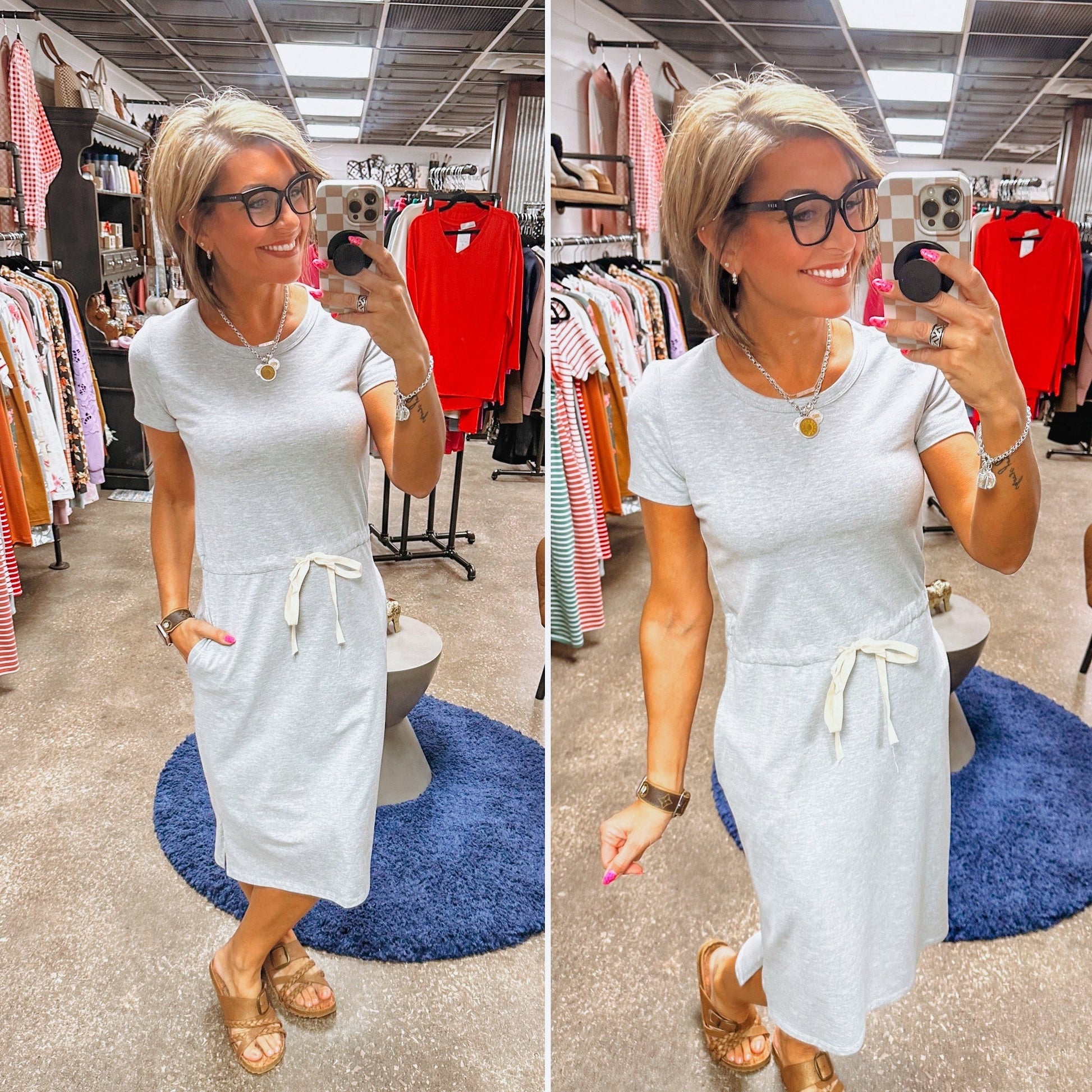 Feel Alive Tshirt Dress - Heather Grey