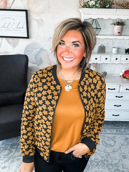 Ampersand Avenue Flower Bomb-er Jacket - Mustard