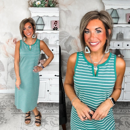 Ampersand Avenue Striped Midi Dress - Sweet Mint