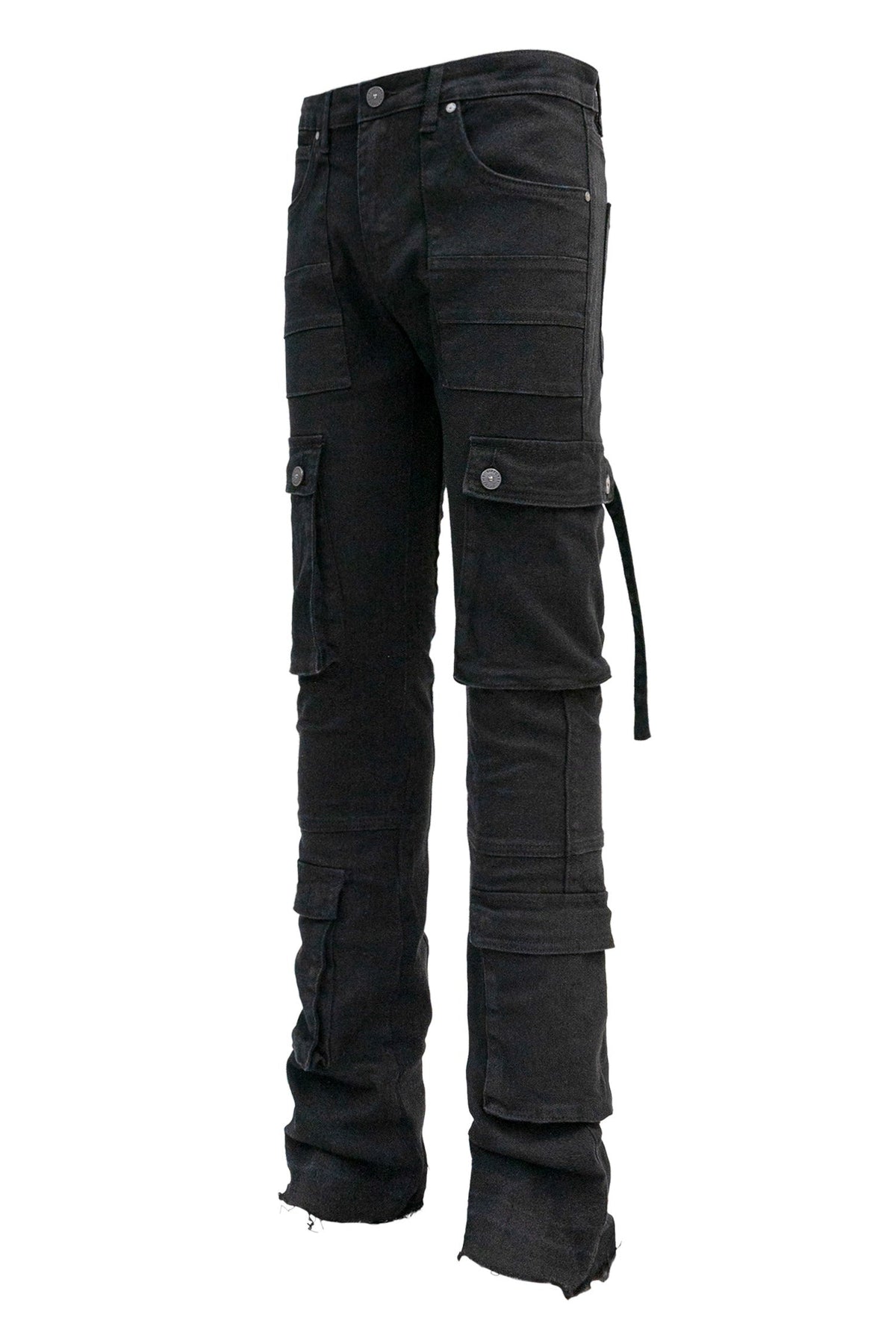 Men's 2-Tone Color Block Washed Stacked Flare Cargo Pants