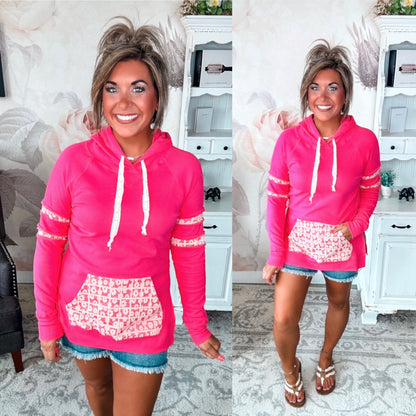 Ampersand Avenue SideSlit Hoodie - Made For You - Pink