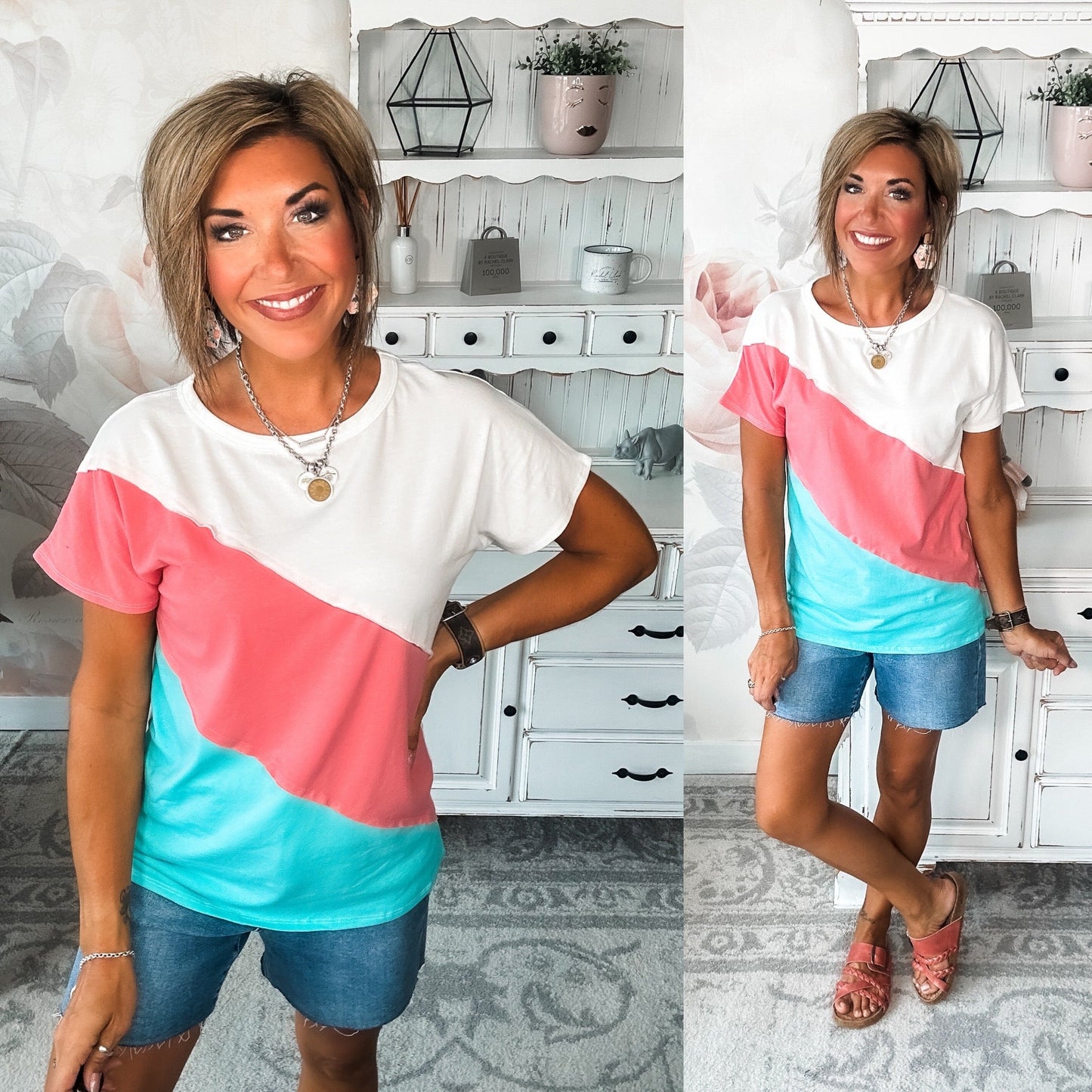 Different Than I Once Was Top - Ivory/Coral/Mint