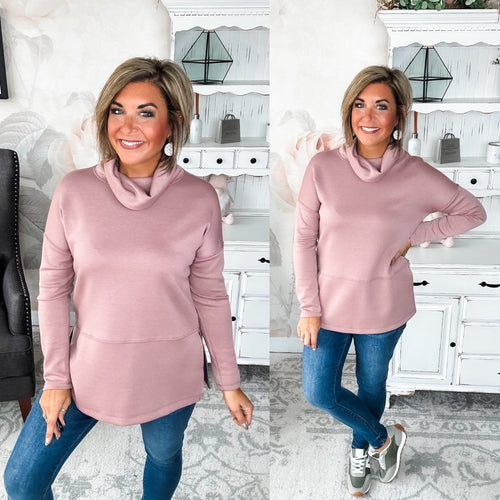 Cozy On The Weekend Cowlneck - Mauve