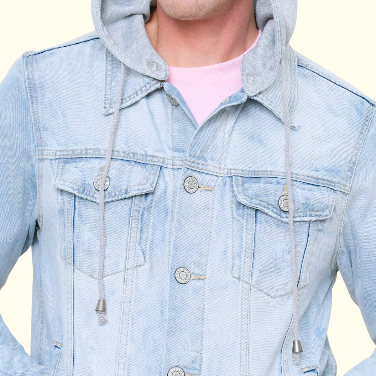 Layered Hooded Denim Jacket