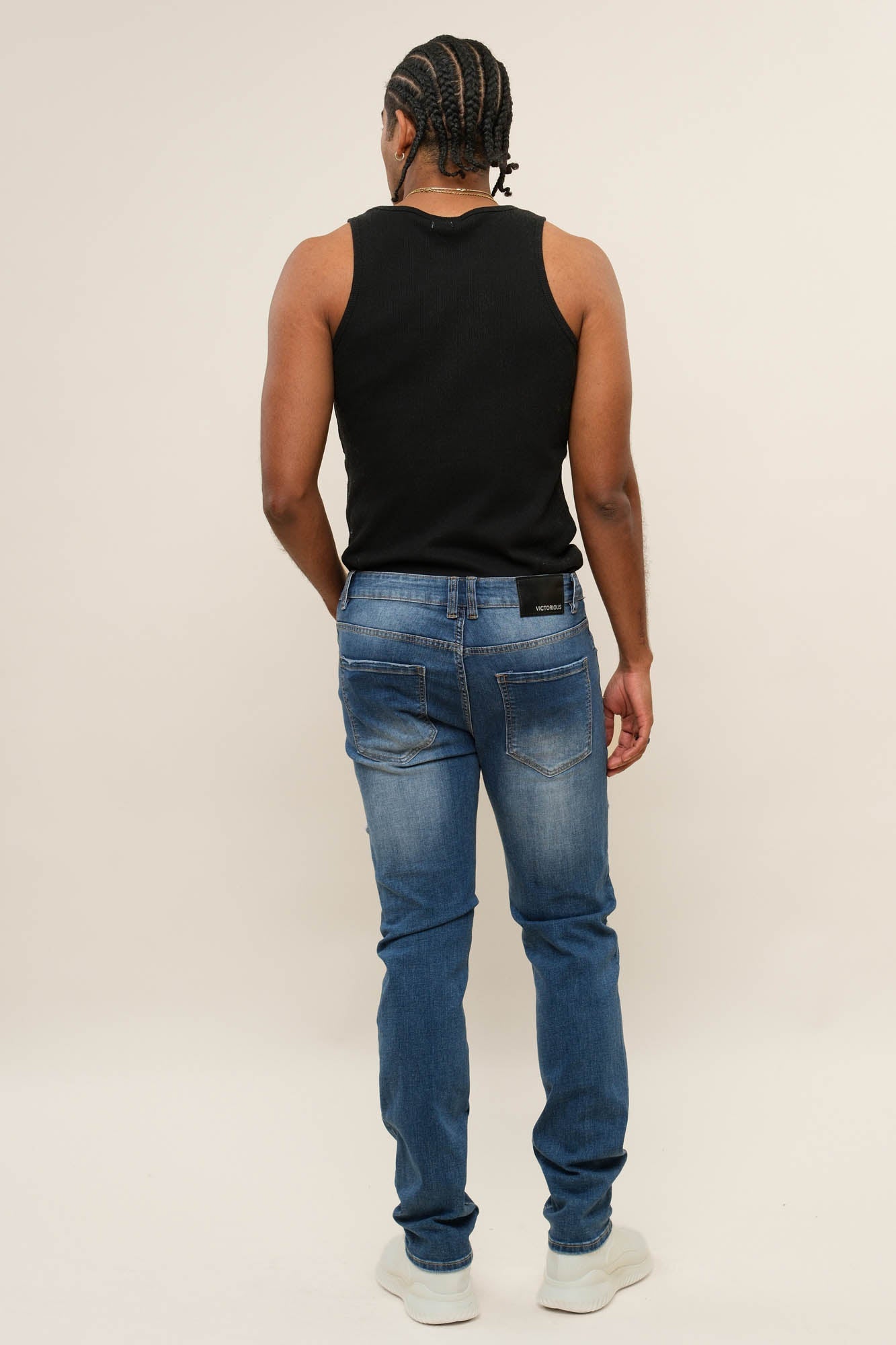 Faded Ripped Repair Denim Jeans