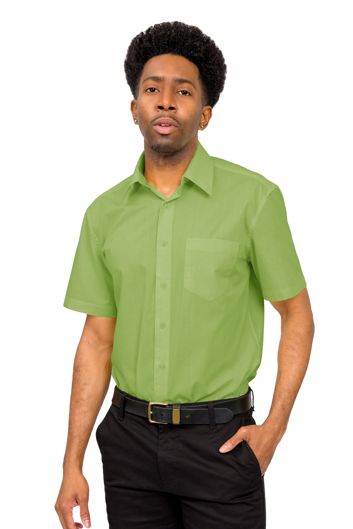 Men's Regular Fit Short Sleeve Solid Color Dress Shirts