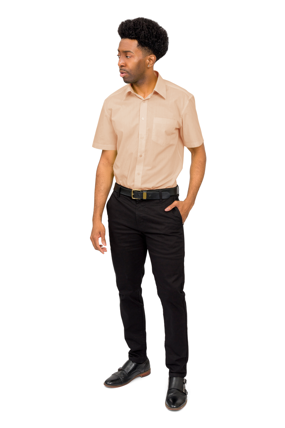 Men's Regular Fit Short Sleeve Solid Color Dress Shirts