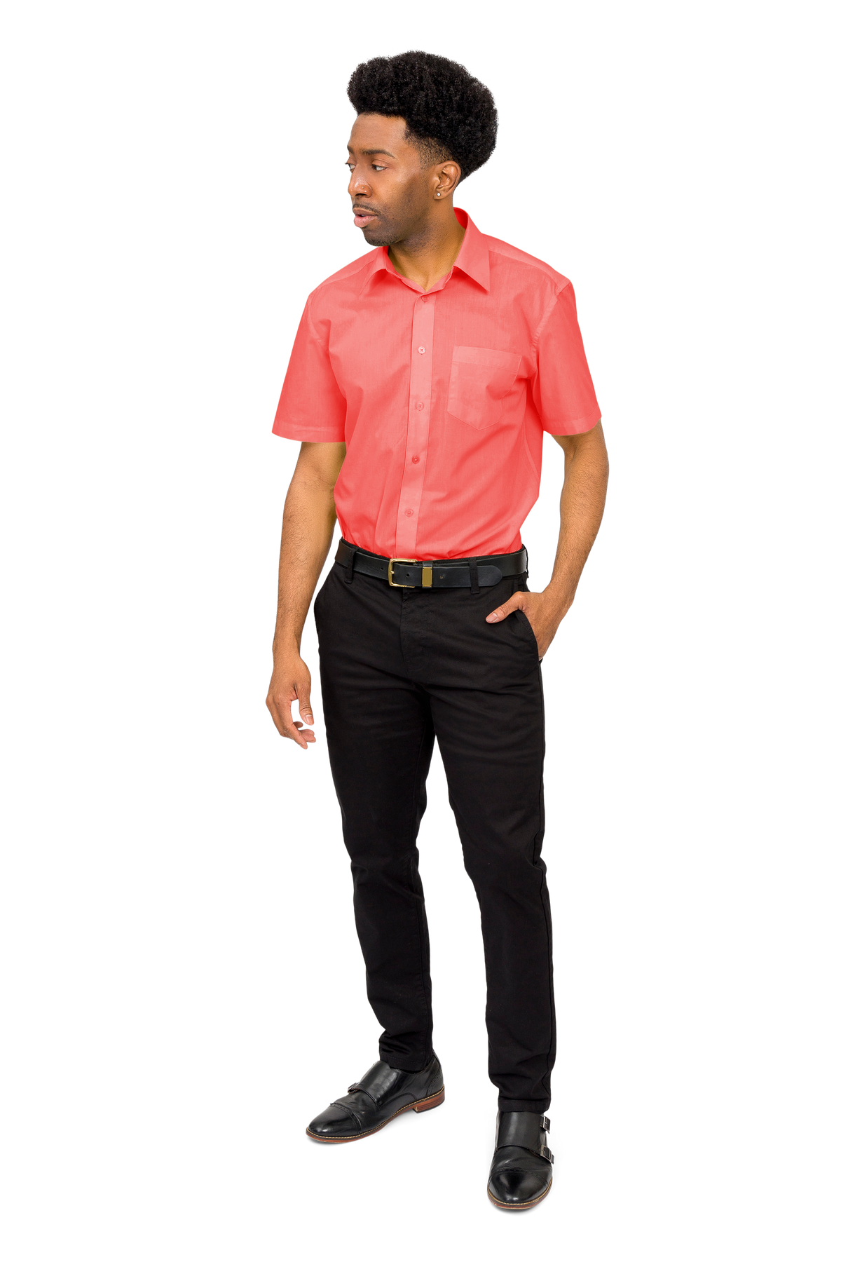 Men's Regular Fit Short Sleeve Solid Color Dress Shirts