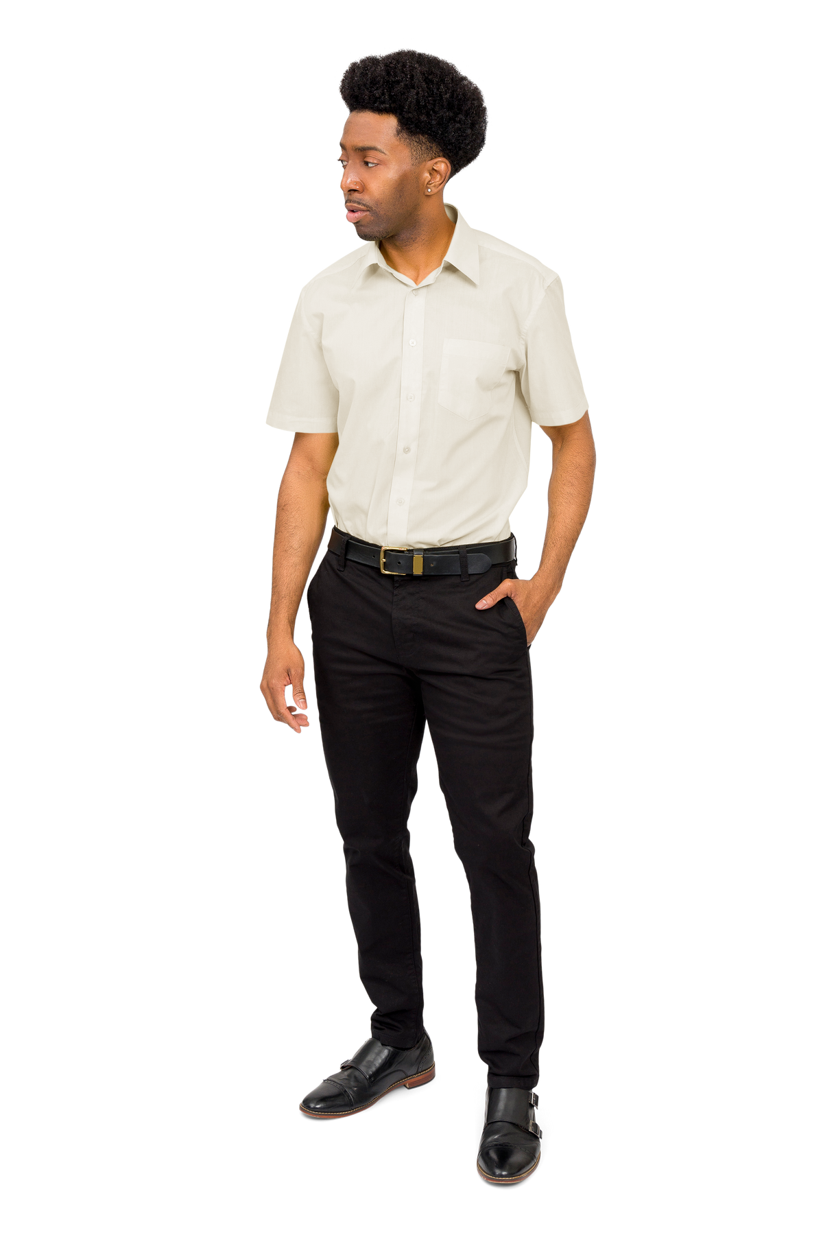 Men's Regular Fit Short Sleeve Solid Color Dress Shirts