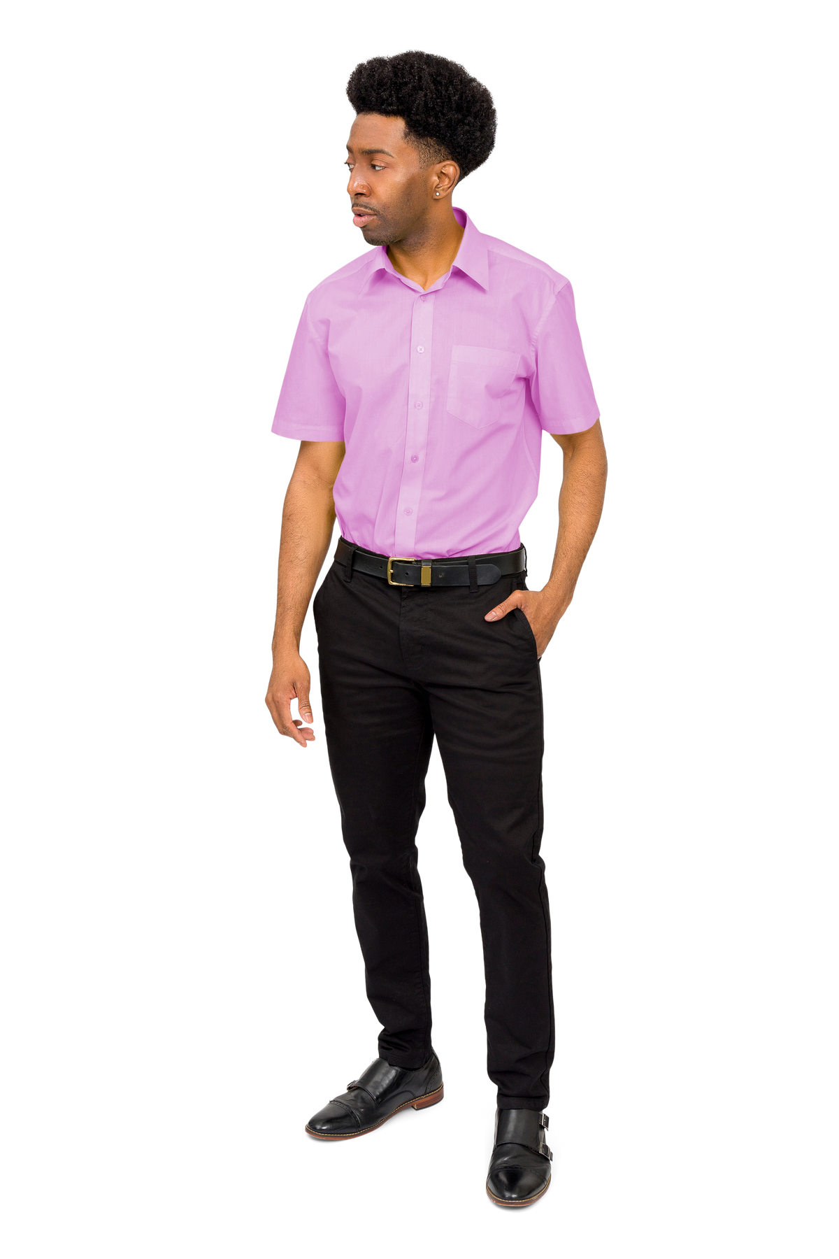Men's Regular Fit Short Sleeve Solid Color Dress Shirts