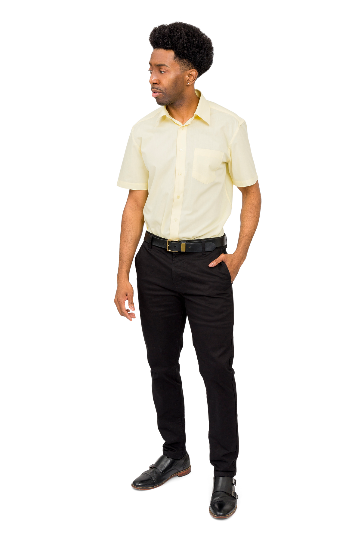 Men's Regular Fit Short Sleeve Solid Color Dress Shirts