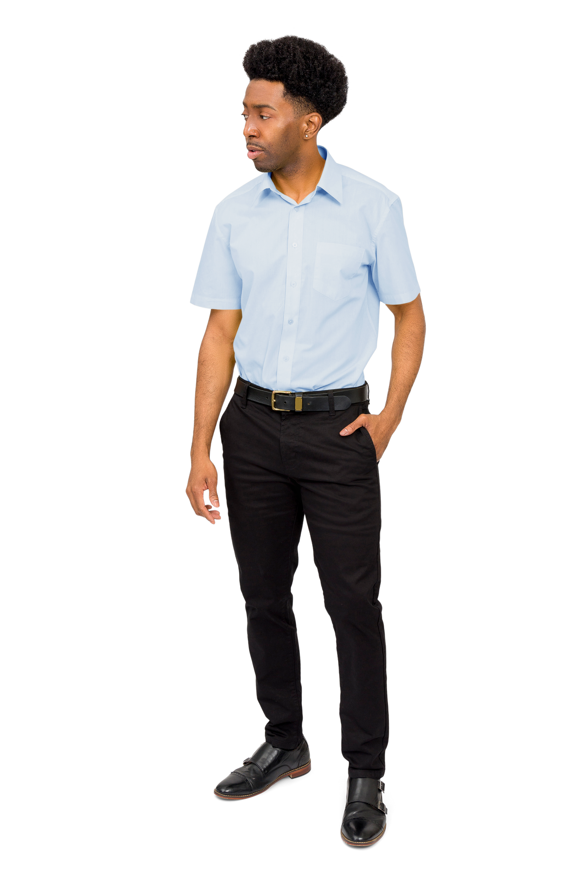 Men's Regular Fit Short Sleeve Solid Color Dress Shirts