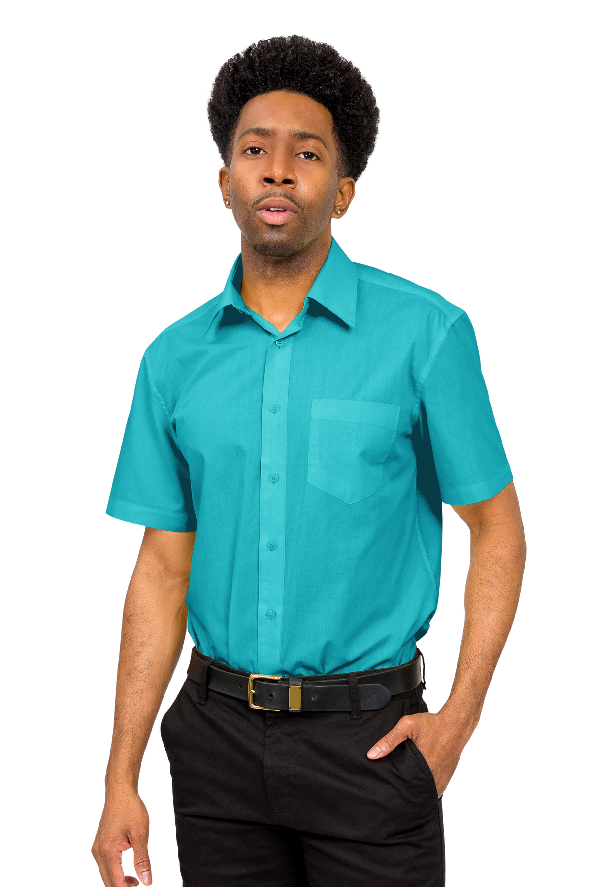 Men's Regular Fit Short Sleeve Solid Color Dress Shirts