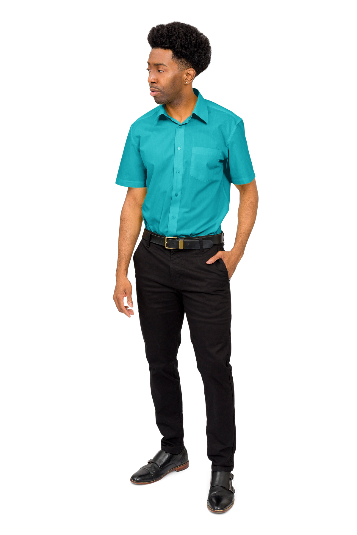Men's Regular Fit Short Sleeve Solid Color Dress Shirts