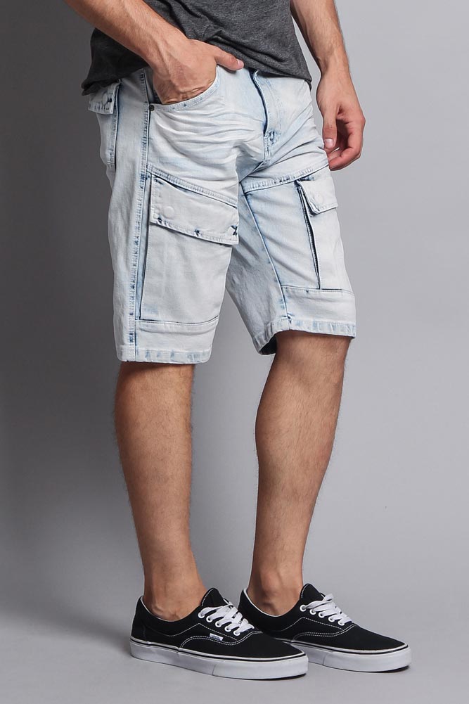 Special Wash Front Cargo Pocket Denim Shorts