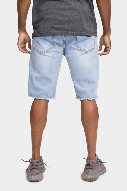 Distressed Illusion Denim Shorts