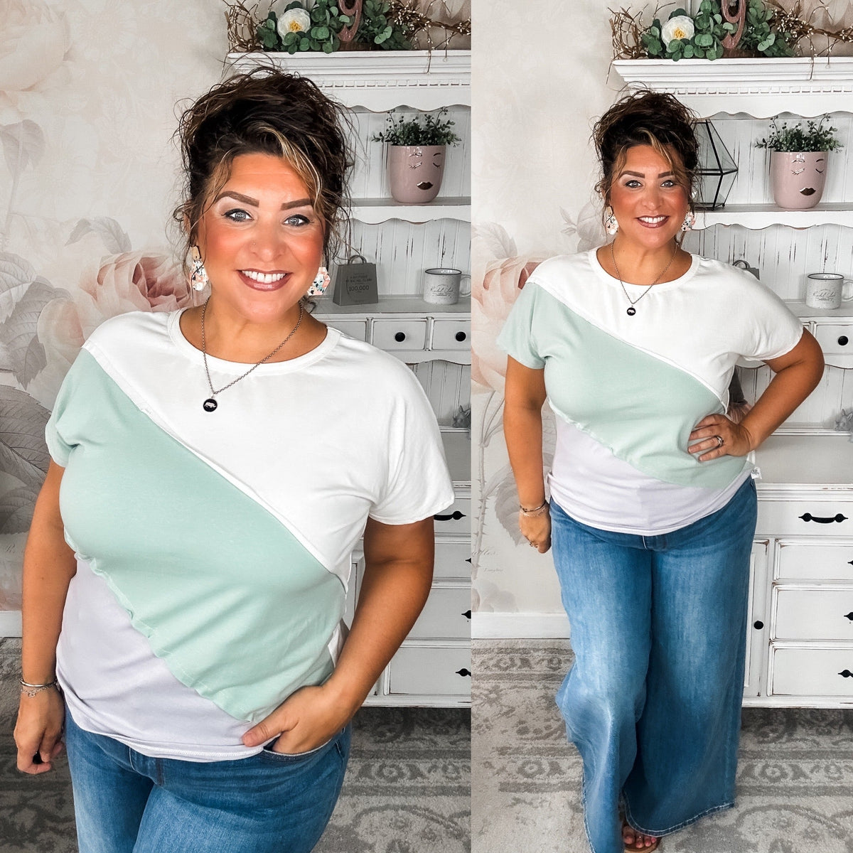Different Than I Once Was Top - Ivory/Sage/Grey