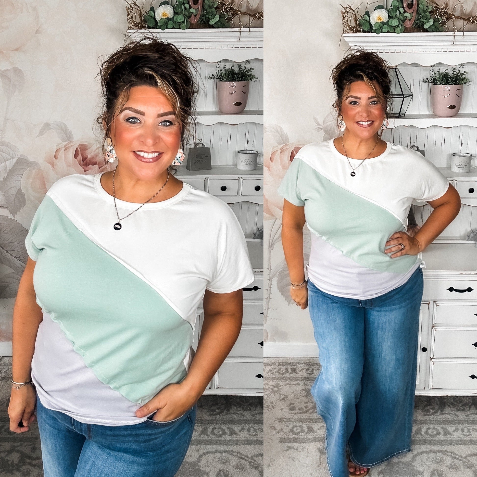Different Than I Once Was Top - Ivory/Sage/Grey