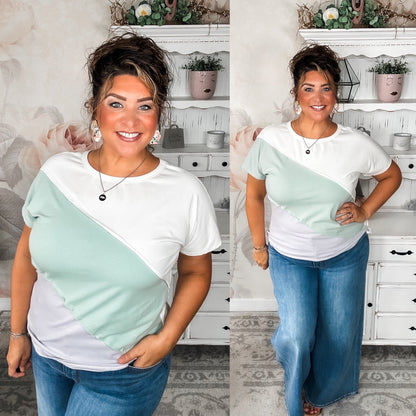 Different Than I Once Was Top - Ivory/Sage/Grey