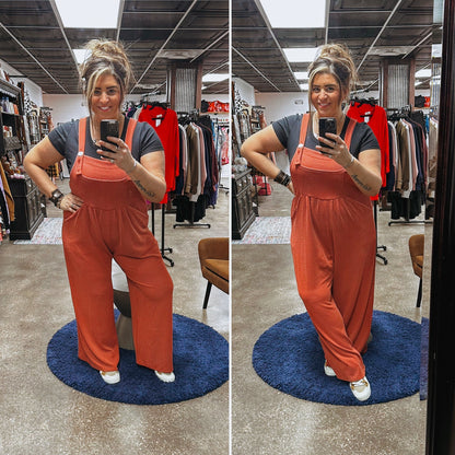 Breaking My Heart Boho Overalls - Rust