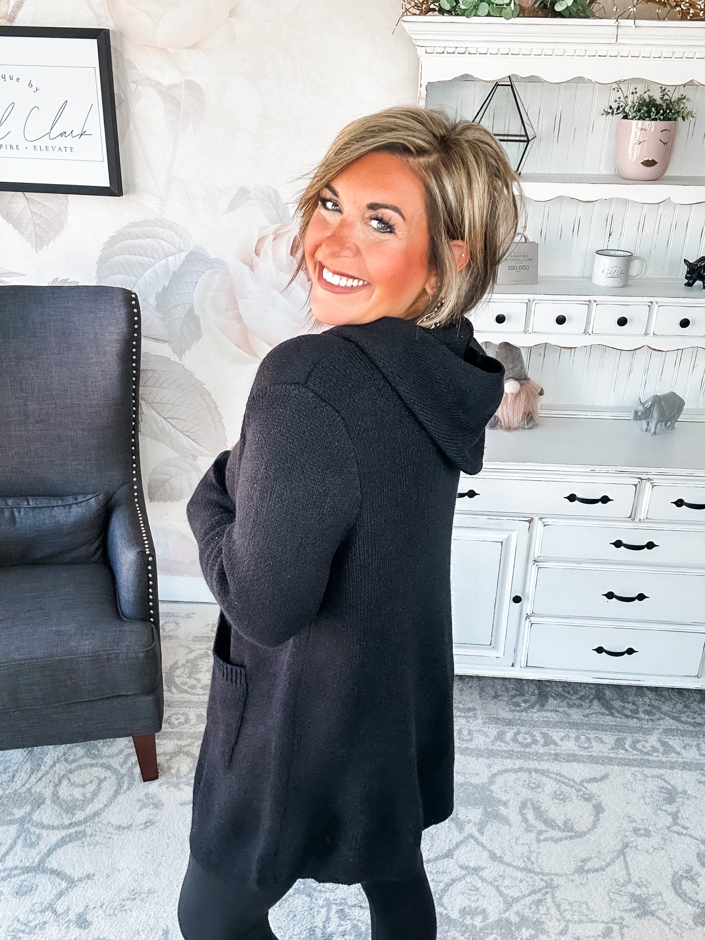 Face the Truth Hooded Open Front Sweater Cardigan
