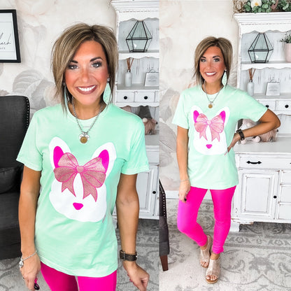 Bunny with a Glitter Bow Graphic Tee