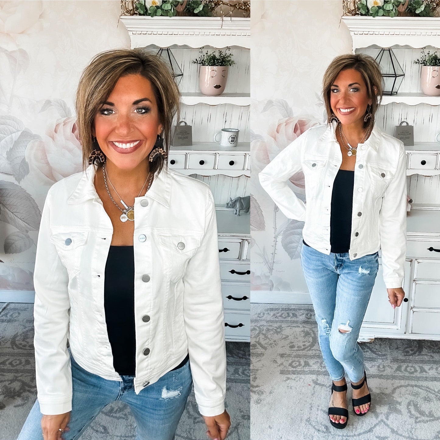 Friends Forever Vintage Wash Jean Jacket - White