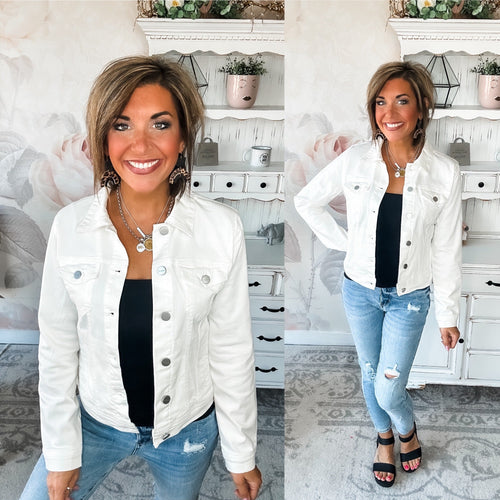 Friends Forever Vintage Wash Jean Jacket - White
