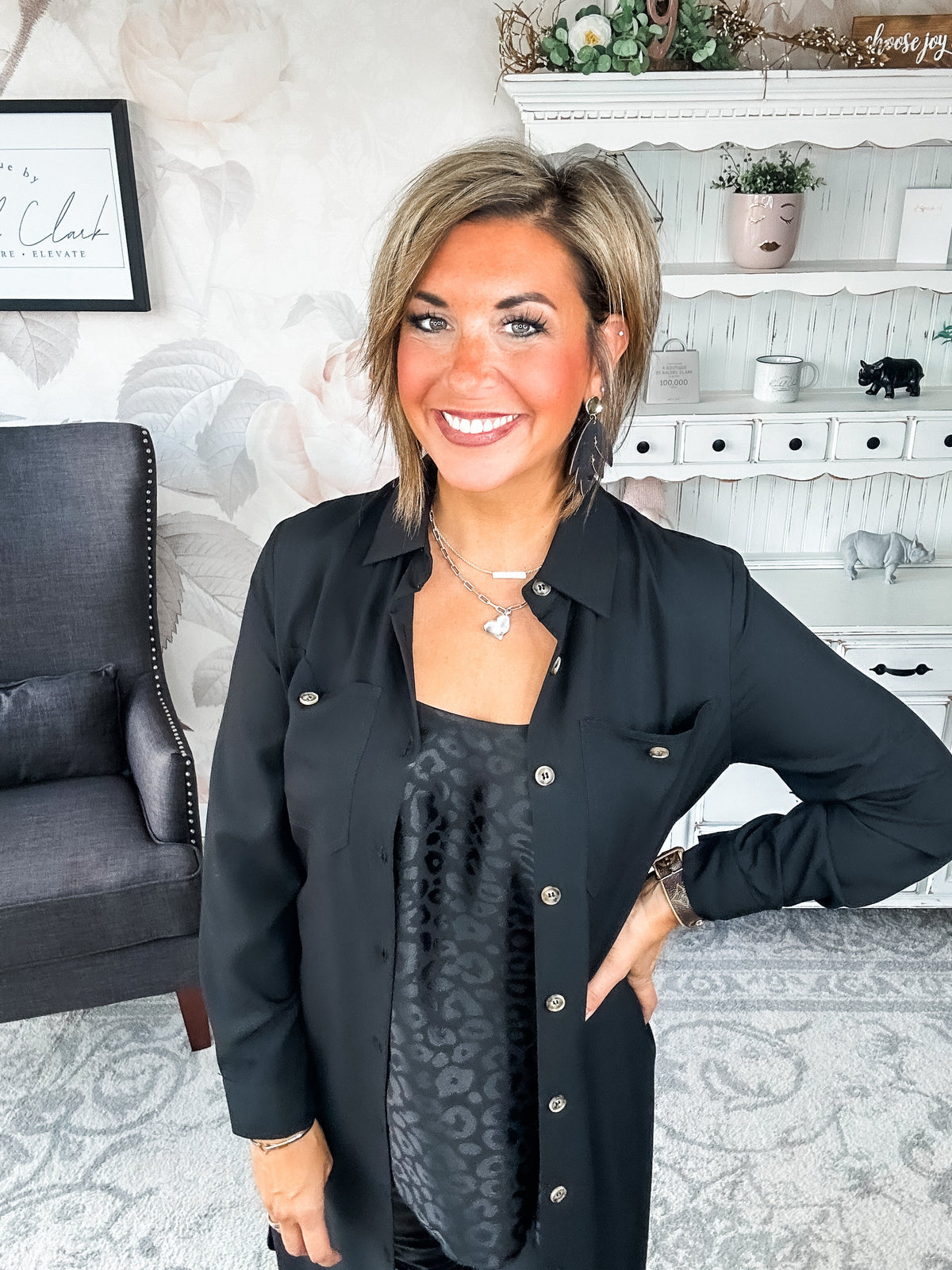 From the Top Button Down Dress - Black