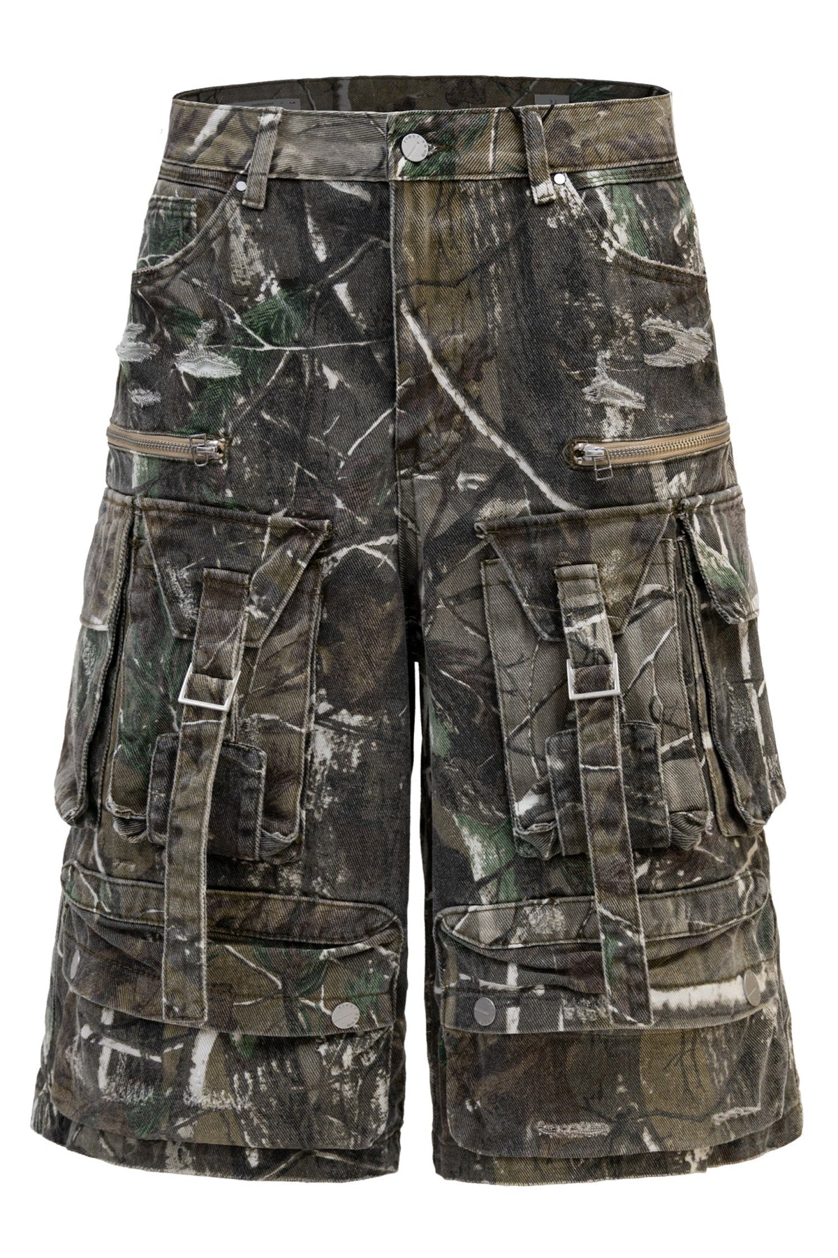 Men's Utility Forest Camo Print Baggy Cargo Shorts
