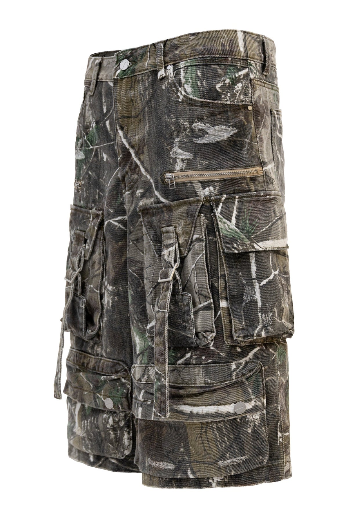Men's Utility Forest Camo Print Baggy Cargo Shorts