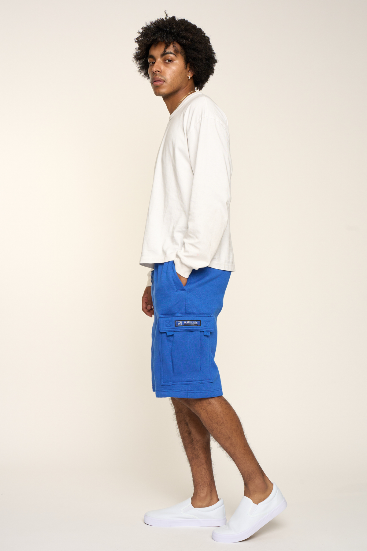 Men's Solid Fleece Heavyweight Cargo Shorts