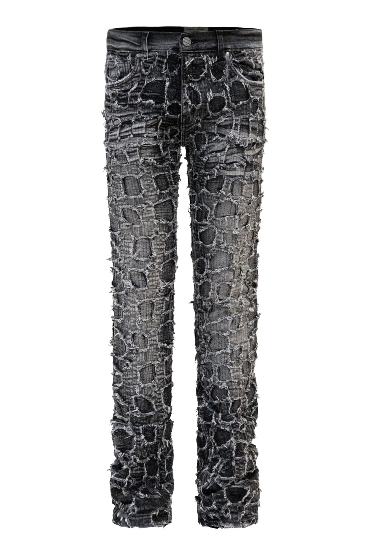 Men's Heavy Distressed Stitched Stacked Layer Denim Jeans