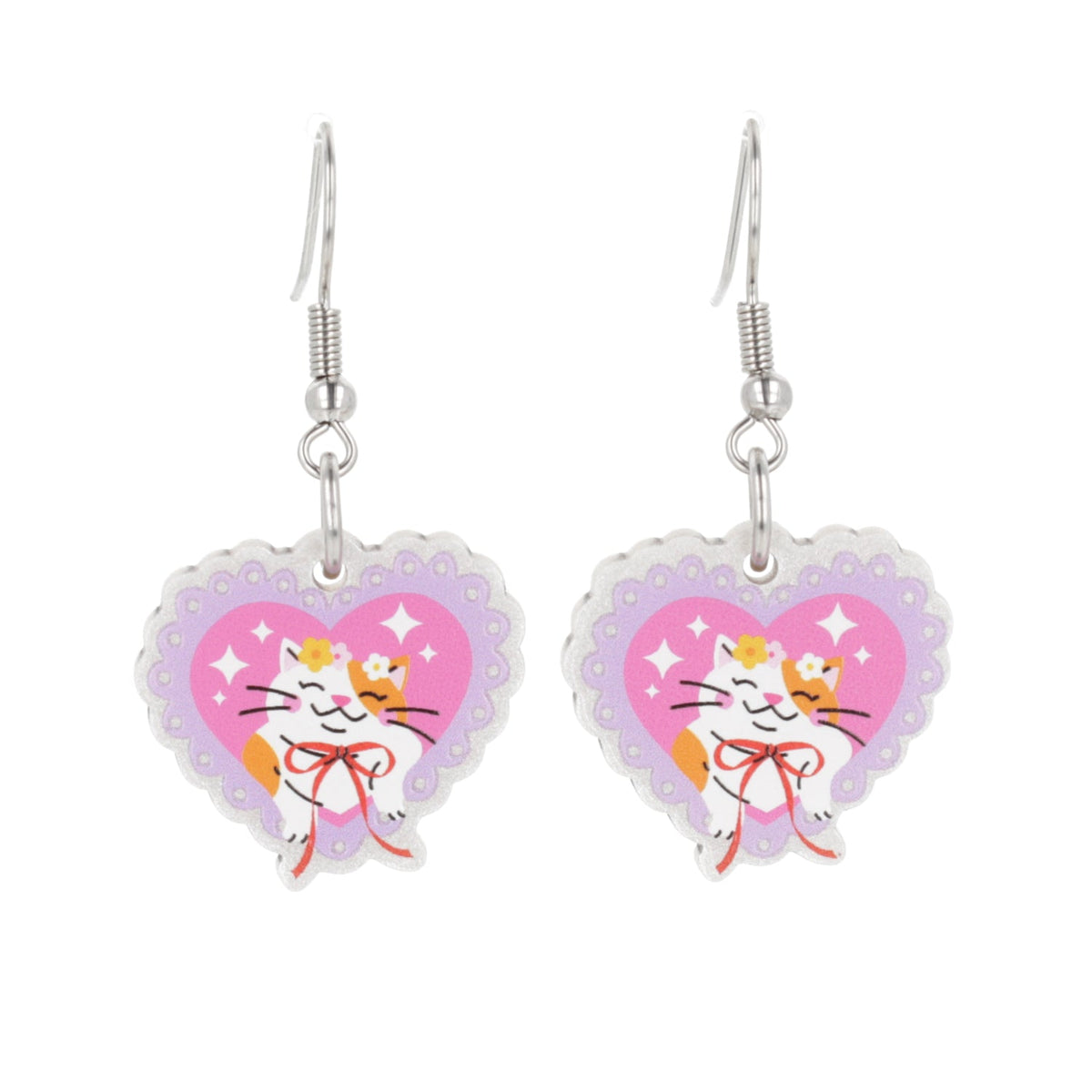 Flower Crown Cat Earrings