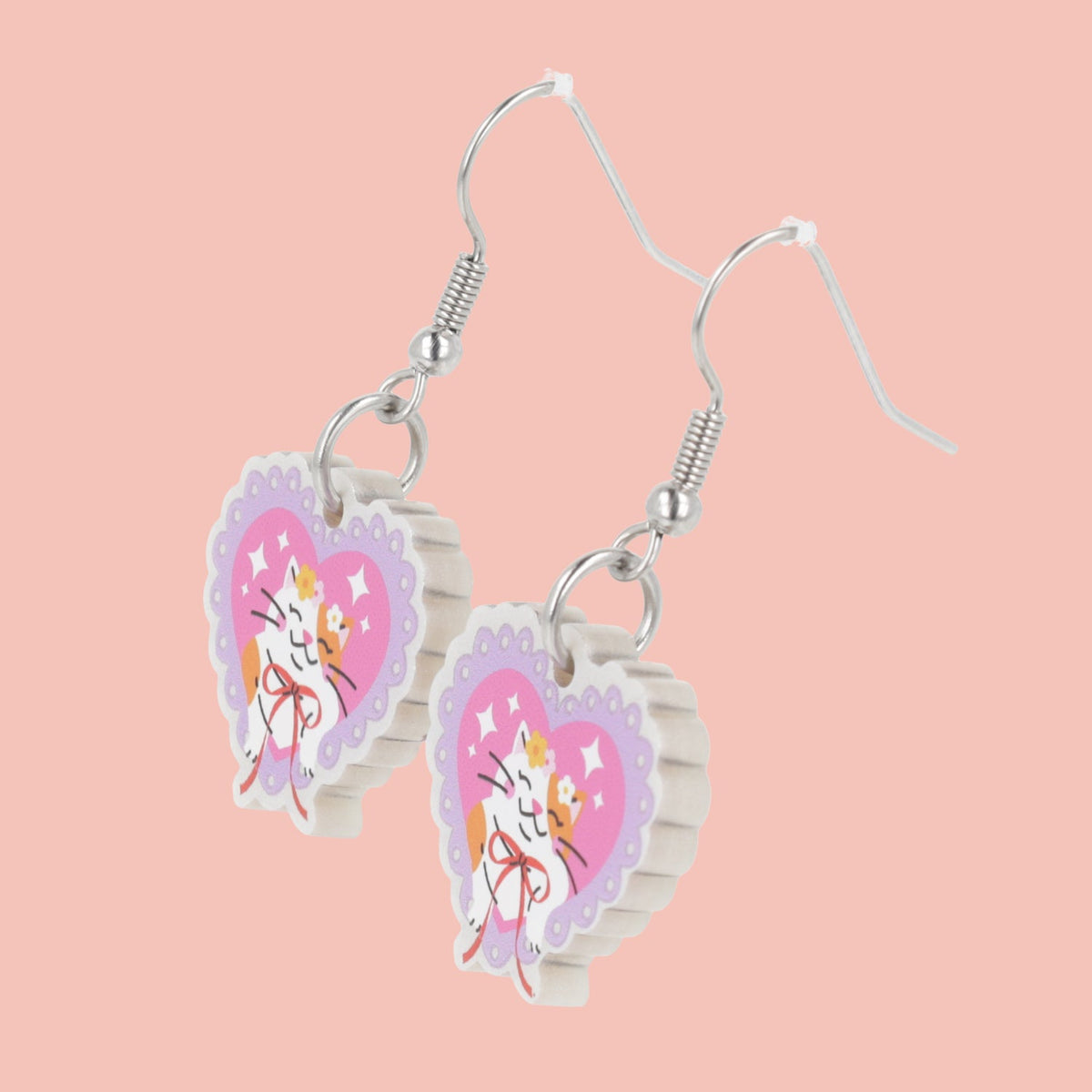 Flower Crown Cat Earrings