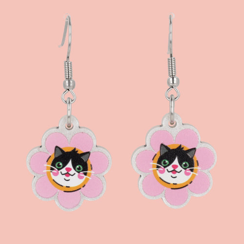 Flower Face Cat Earrings
