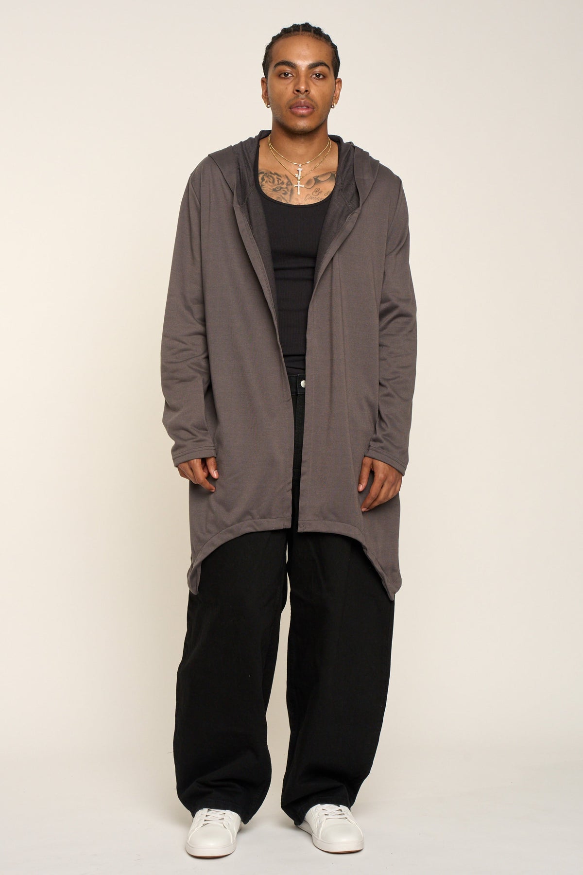 Long Length Drape Cape Cardigan Hoodie