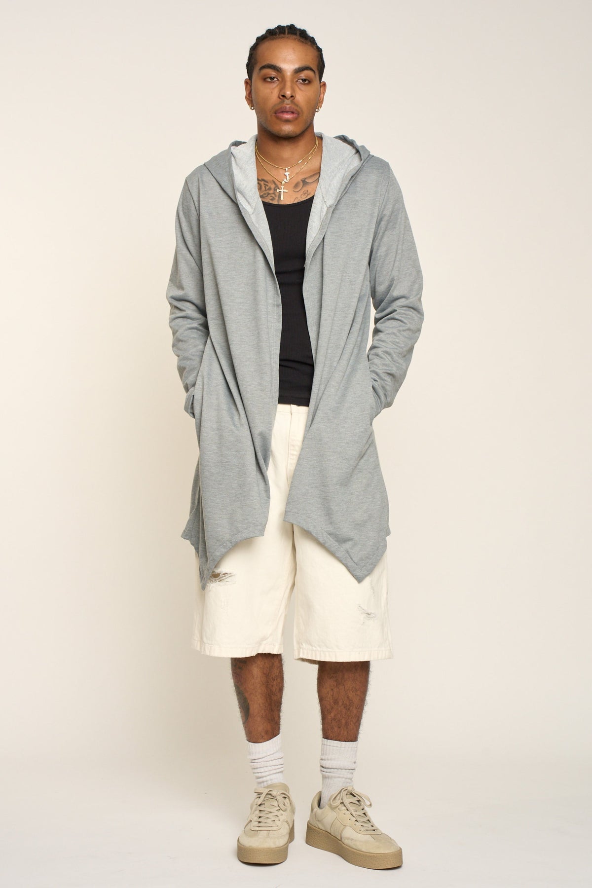 Long Length Drape Cape Cardigan Hoodie