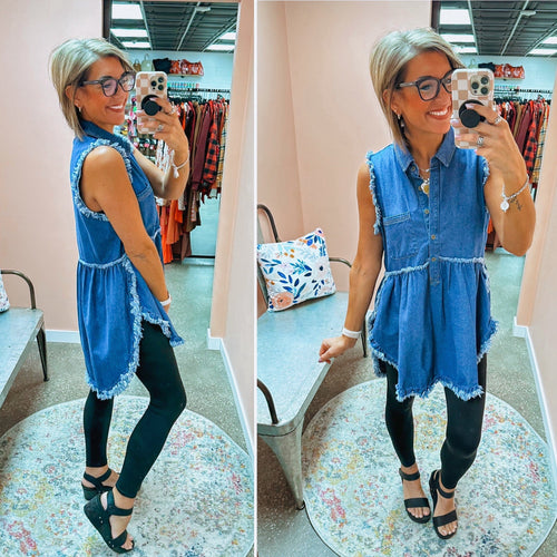 A Day Away Denim Tunic Dress