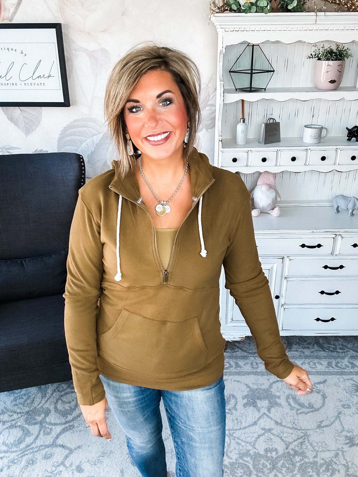 Ampersand Avenue - Halfzip Hoodie Performance Fleece -  Lemongrass