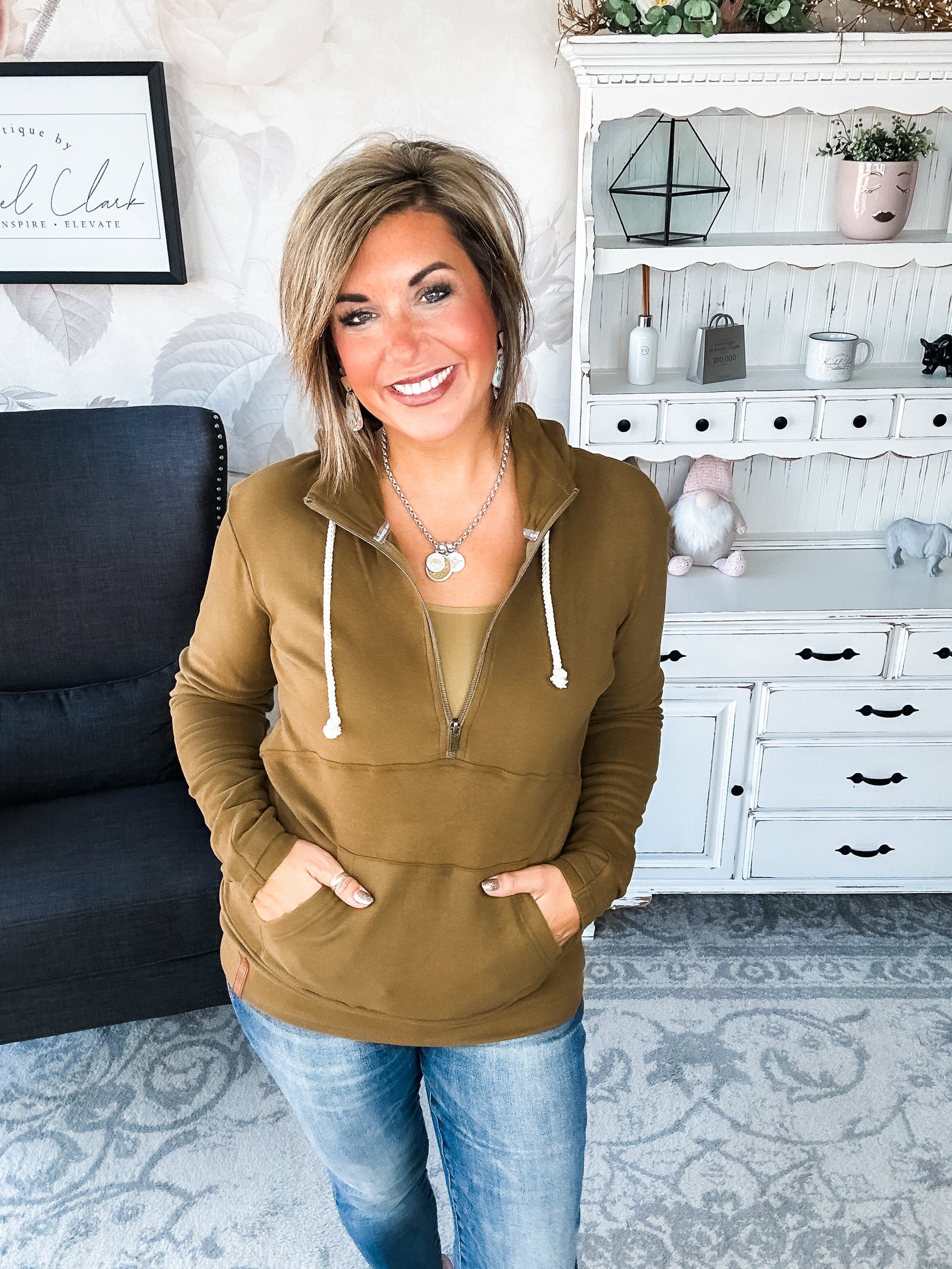Ampersand Avenue - Halfzip Hoodie Performance Fleece -  Lemongrass